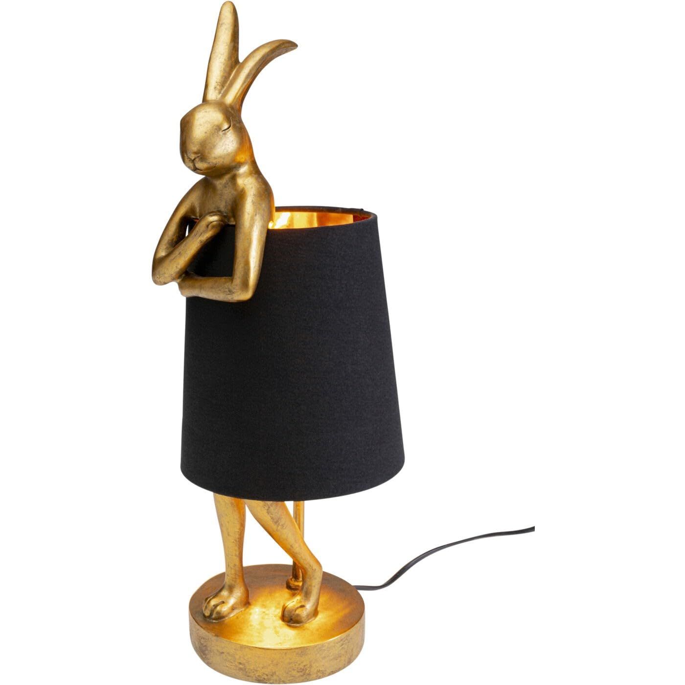 Kare Design lampada da tavolo Animal Rabbit, oro/nero, 50 cm motivo coniglio, stile glam, per decorazione, comodino, scrivania, luce indiretta, plafone di lino, lampadina non inclusa