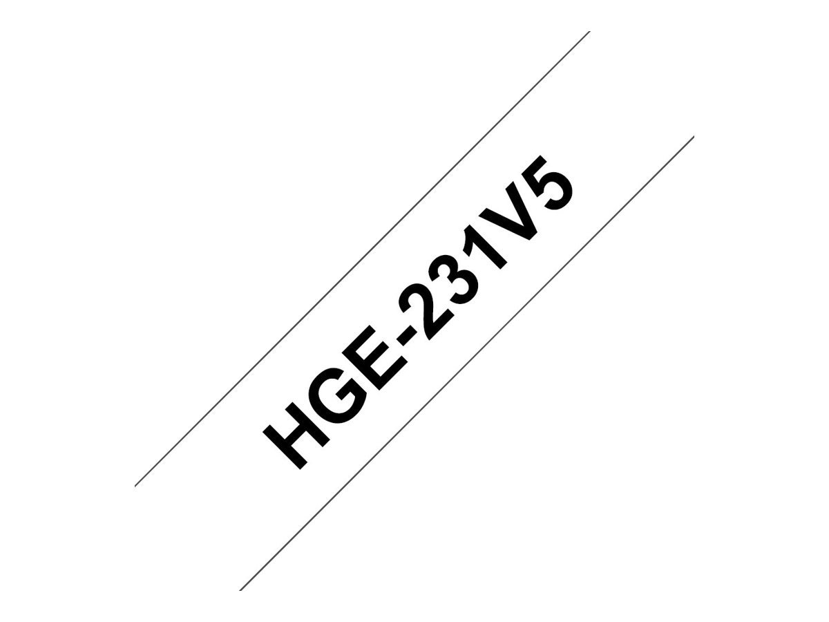 Brother HGE231V5 Nastro Laminato, Nero/Bianco