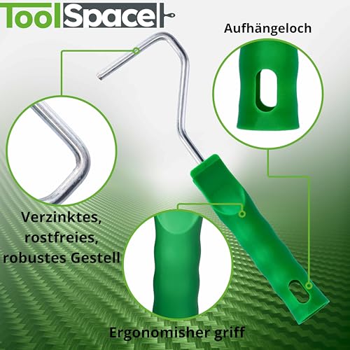 ToolSpace Farbroller Set Lackierwalze 5cm 7cm 11cm - Moltopren Schaumstoff Farbwalzen Farbwanne Schaumwalzen - kleine Paint Roller - Lackierset Lackierrollen Bügel Malerset zum Streichen, Lackieren
