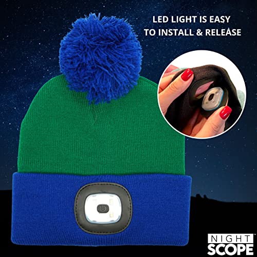 Kids LED Rechargeable Knit Beanie Head Lamp Pom Pom Hat for Boys and Girls2