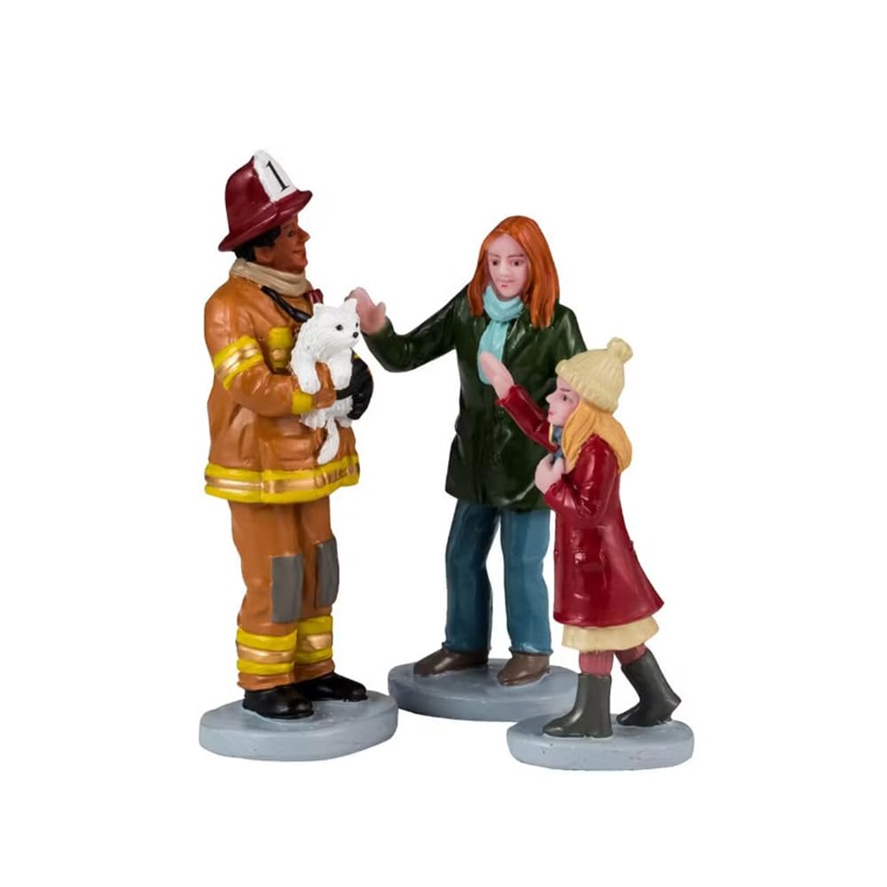 Lemax Christmas Village - Fireman To The Rescue Set Of 3 Figurines (42325)