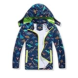 Ovovod Boys Rain Jacket with Detachable Hood Lightweight Raincoats for Kids Windbreaker