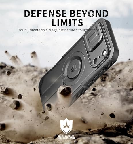 Image of Dexnor for iPhone 17 Pro Max Case, [2 Front Frame & Built-in Flip Camera Cover & Kickstand], Compatible Wireless Charging, Heavy-Duty Shockproof Portection Case with Screen Protector, 6.9 inch Black