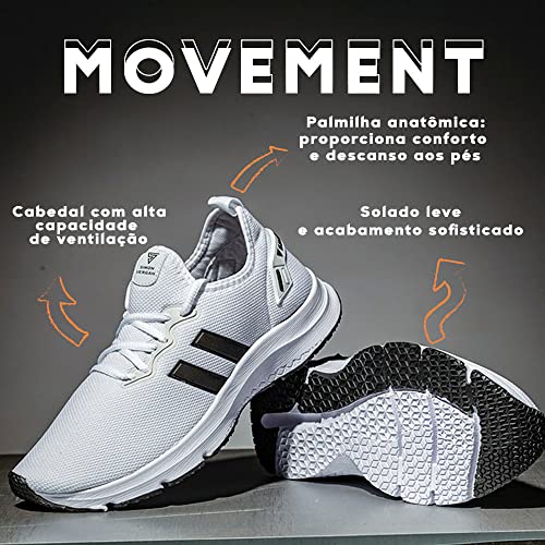 Kit Tênis Meia Calce Fácil Confortável Academia e Caminhada + Relógio Digital Unissex (34, Branco)