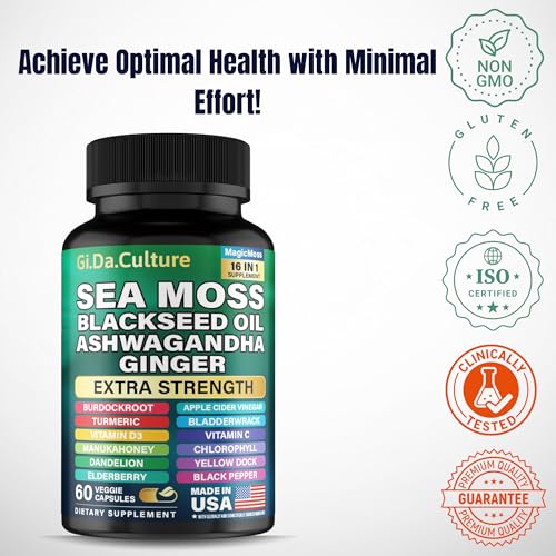 Gi.Da.Culture Organic Sea Moss Capsules (60 count) – Sea moss, bladderwrack & burdock blend — view 4