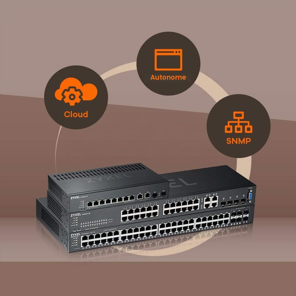 Zyxel GS2220-10-EU0101F commutateur réseau Géré L2 Gigabit Ethernet (10/100/1000) Noir | 8x Ports GbE + 2x Combo RJ-45/SFP, Sans Ventilateur, NebulaFlex, Multicast L2, IGMP Snooping, MVR, VLAN