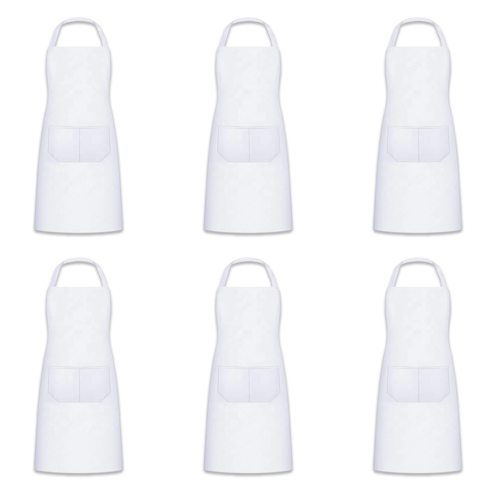 Sumex 6 Pack Sublimation Blanks Apron Machine Washable Cooking Kitchen Aprons for Women Men Chef,White,Polyester