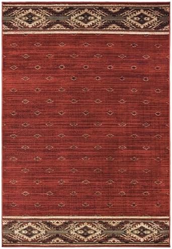 Oriental Weavers Woodlands Area Rug - 9652C - 7'10" x 10' - in Red/Gold - Lodge Style, Stain Resistant, Family and Pet Friendly, Dining, Living Room Rug