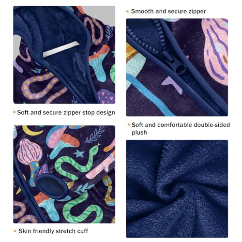 Snakes and Magic Mushrooms Girls Fleece Jacket Girls Fall Jacket Girls Zip Up Hoodie Girls Sherpa Jacket 2-10T3