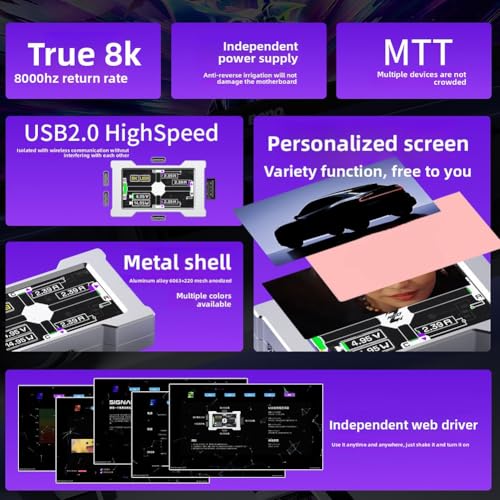 Borimend Hub USB de Tendance 2 à 3 Ports - 8K Hz, Alimentation Indépendante, Écran Intégré, pour Améliorer L'Ambiance de des Configurations de Bureau en Argent. – vue 6