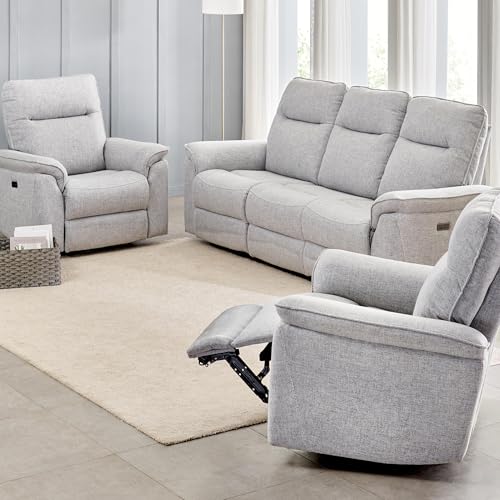 Image of Home Centre | Artise Fabric 3+1+1 Seater Recliner Set | Recliner Sofa for Living Room | Solid Wood | Grey | 1 Year Warranty