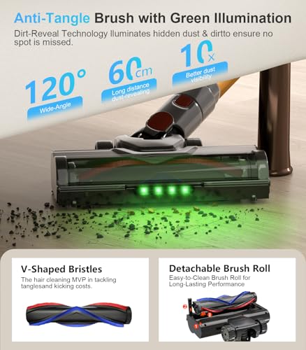 Cordless Stick Vacuum Cleaner: 500W 45KPA 45Mins with Powerful Suction, Self-Standing Lightweight Wireless Rechargeable Handheld Vacuum with Touch Screen for Home Pet Hair/Carpets/Floors/Sofa - Image 4