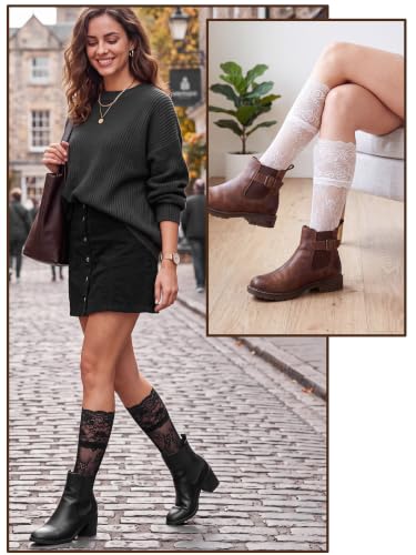 Image of Fourluoo 4 Pairs Women's Knee High Socks