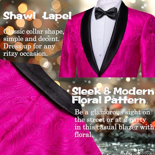 Image of Barry. Wang Men's Sport Coats & Blazers Flower Suit Jacket 1 Button Paisley Tuxedo Mardi Gras Carnival Parade Gift
