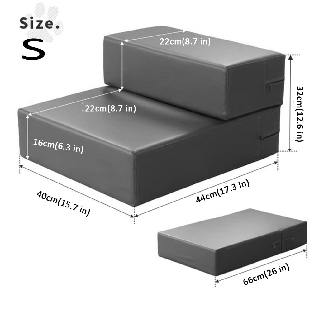 Inicio Escaleras para Mascotas Escaleras para Perros de 2 Escalones Esponja de Alta Densidad Escalones para Mascotas para Gatos Escalones para Perros, 44 * 40 * 32 cm (Light Gray 44 * 40 * 32cm)