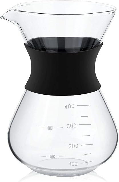 Pour Over Coffee Maker-Manual Hand Drip Coffee Maker Glass Pot With Reusable Stainless Steel Filter For Home, Office(400ML)