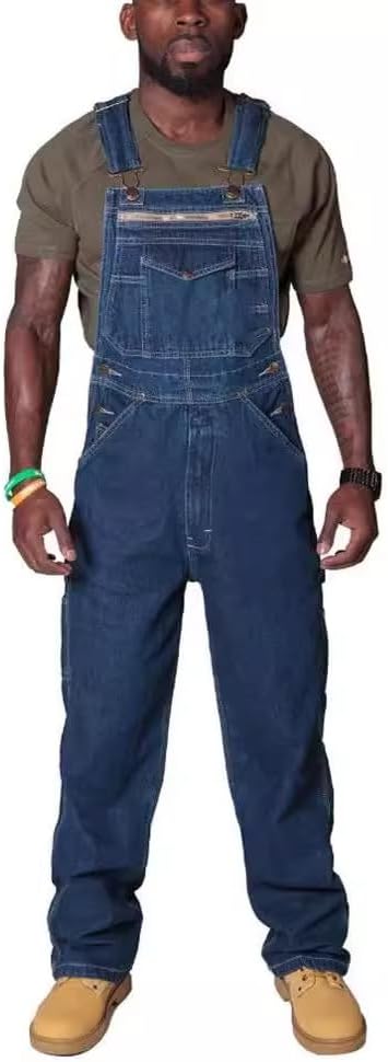 Men's Denim Work Suspenders Long Overalls