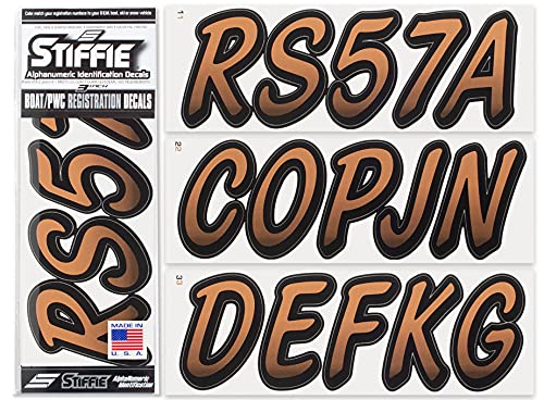 Image of STIFFIE Whipline Copper /Black 3 inch Boat & PWC Registration Decals • Numbers Letters Stickers