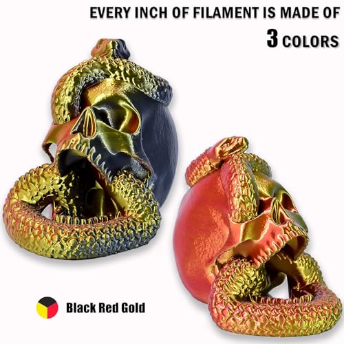 Image of OVV3D PLA Filament 1.75mm, 3D Printer Filament Silk PLA Filament, Tri-Color PLA Filament with Silk PLA Black Red Gold, 3D Printing Filament + /-0.02mm, 1kg /2.2lbs