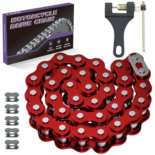 Image of Red KT196 Drive Chain 32 Links 420 Chain Replacement for Coleman KT196 CK196 Go Kart Parts Hisun HS200GK RTK200 196cc 6.5hp Engine Powersports Off Road Go Cart Accessories Parts