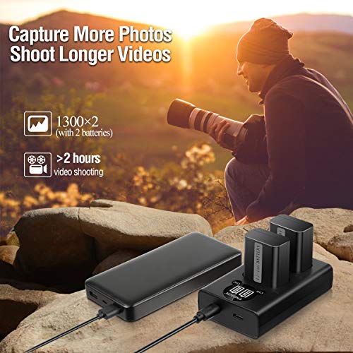 Enegon Np-Fw50 Battery (2-Pack,1300Mah) And Dual Charger For Sony A6000, A6400, A6300, A6500, A7, A7Ii, A7Rii, A7Sii, A7S, A7S2, A7R, A7R2, A55, A5100, Rx10 Accessories #TOP1