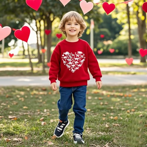 Kids Valentines Sweatshirts Toddler Boys Girls ABC I LOVE U Heart Graphic Shirt Toddler Long Sleeve Outfit Tops4