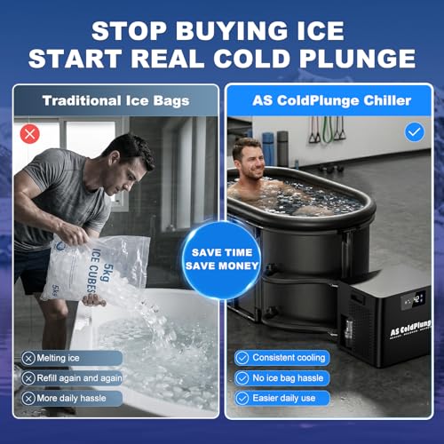 Image of AS ColdPlunge Ice Bath Water Chiller for Cold Plunge Tubs, 1 /3 HP Cold Plunge Chiller with Built-in Filter & Pump, Submersible Pump, Insulated Hoses, Ideal for Ice Bath Cold Therapy Recovery 110V