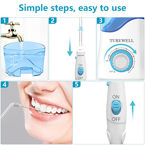 Turewell FC162-WHITE Water Dental Flosser For Teeth/Braces, Water Teeth Cleaner 8 Jet Tips And 10 Pressure Levels, 600Ml Large Water Tank Oral Irrigator thumb #6