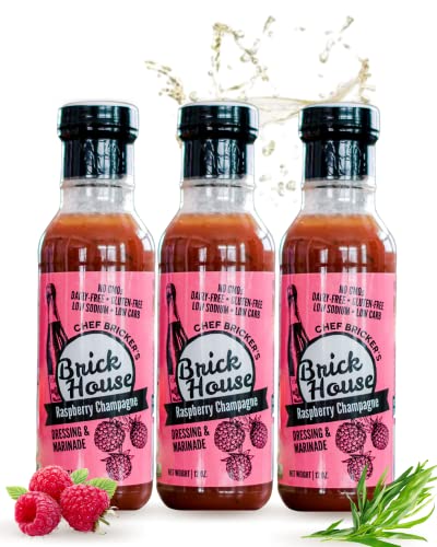 RASPBERRY CHAMPAGNE Vinaigrette Salad Dressing with Champagne Vinegar, Raspberry Puree & Non Gmo Sunflower Oil. Low Sodium, Low Carb, Dairy Free Keto Dressing by Brick House Vinaigrettes (3 pack)