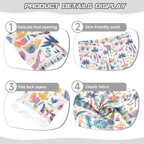 Exotic Palm Tree Giraffe Hawaiian Kids Baby Girls Active Leggings Stretch Full Length Lounge Pants Gym3