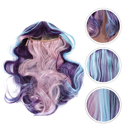 FRCOLOR Peruca de Cabelo Longo Ondulado Resistente Ao Calor Fio de Cor Gradiente Peruca para Palco d