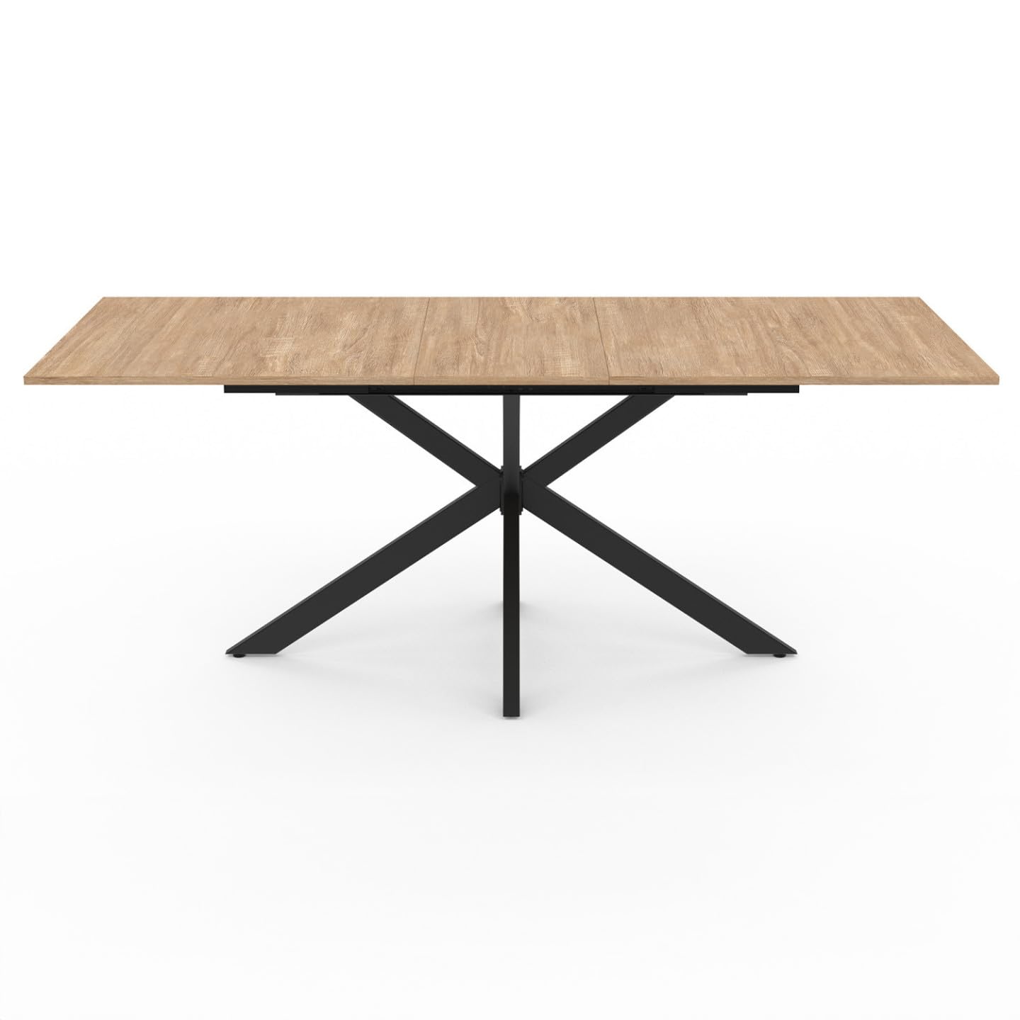 Tavolo Da Pranzo Allungabile UGO IDMarket – Rettangolare 160-200 Cm, Faggio E Nero, Base In Metallo, Per 6-10 Persone, Design Moderno