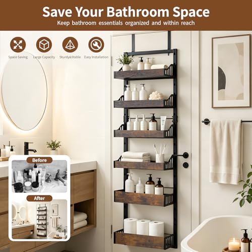 Tviort 6-Tier Over Door Pantry Organizer, Adjustable Heavy Duty Spice Rack — view 5