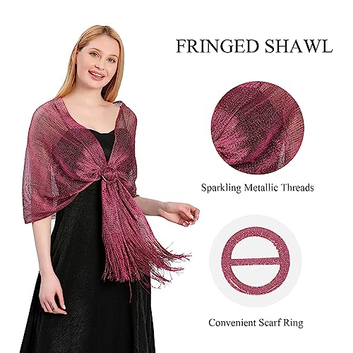 Sparkling Metallic Shawls And Wraps With Buckle Tassels Scarf Stole For Evening Party Dresses Wedding Bridal Prom3