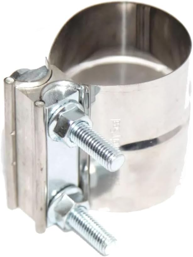 SS Exhaust Muffler Pipe Tube 2.5"ID to 2.5."OD 18" Length+LapJoint Band Clamp