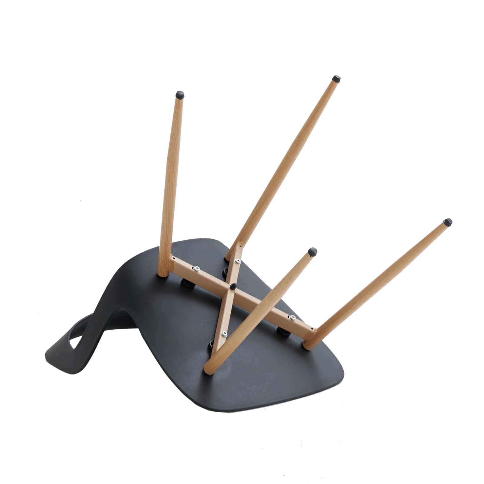 4er Set Nordisches Esszimmerstuhlt, Küchenstuhl, Mit Metallbeinen, Großes Hohlrücken-Design, Geeignet für Wohnzimmer, Esszimmer, Freizeitzimmer – Schwarz + Holz