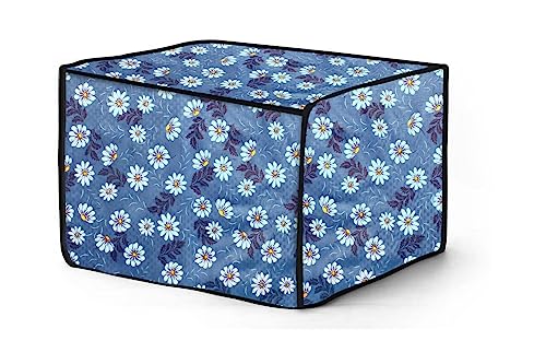 Image of The Furnishing Tree PVC Waterproof Microwave Oven Cover Compatible for Panasonic 27 L Convection NN-CD684BFDG Floral Pattern Blueish Grey