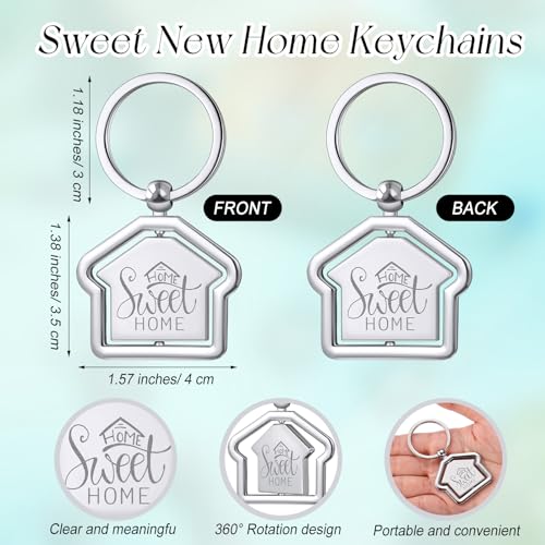 Image of Sweet Home Keychain Estate Agent Gifts | New Home Keychains Bulk Housewarming Gifts for Guests House Shaped Keychain Estate Agent Supplies Housekeeping Party Favors