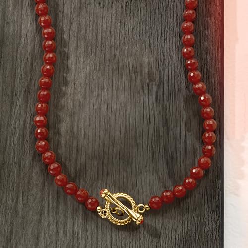 Ross-Simons 6-6.5mm Carnelian Bead Toggle Clasp Necklace in 18kt Gold Over Sterling3