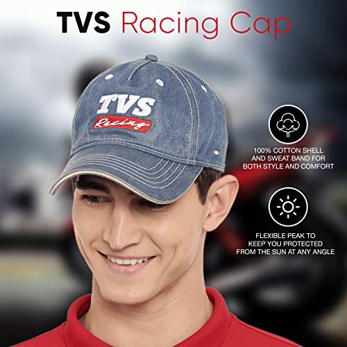 TVS Racing Cotton Denim Cap with Adjustable Strap, Lightweight