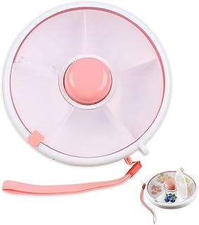 GIDWRIY Snack Box Spinner,Recipiente para Snacks con 5 Compartimentos,Bandeja Snacks Viaje,Snack Container Reusable,Caja Giratoria Frutas,Bandejas para Aperitivos con Tapa,Plato para Aperitivos-Rosa