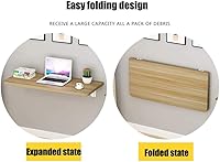 Vista 6 de Folding Wall Mounted Workbench Drop Leaf Table, for Small Spaces Desk Office Home Kitchen Solid Wood Dining Table Computer Desk,White-60 * 30cm/24 *
