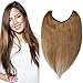 Produktbild Haarteil Extensions Echthaar Haarverlängerung 1 Tresse Remy Haare Haarverdichtung mit Draht Glatt Hellbraun#6 18"(45cm)-65g
