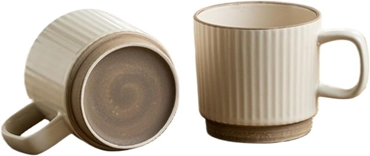 2Pcs 250ml Multi-purpose Ceramic Drinkware Set - Stackable Simple Vertical Mugs for Coffee, Tea, Camping & Daily Use(Blue x 2)