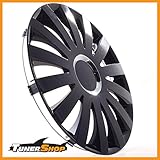 Einfache Montage Tunershop 17 Zoll Radkappen Radzierblenden Radblenden passend für VW Stahlfelgen #2431152 schwarz Winter Sommer