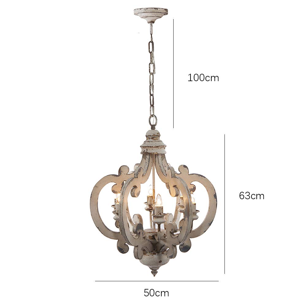 Lampadario Sospensione Vintage 6 Luci - Nero Con Texture Legno, Per Cucina O Sala