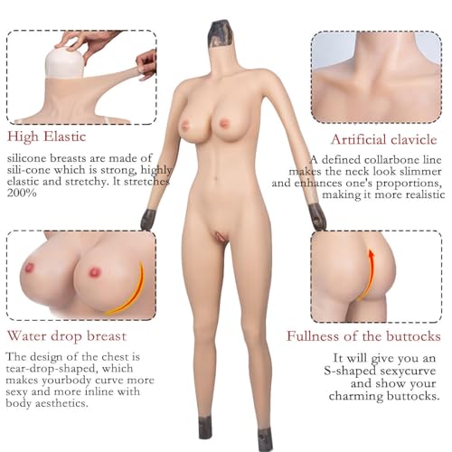 Silicone Bodysuit Full Body C-G Cup Fake Bodysuit Darg Silicone Bodysuit for Crossdresser Transgender Dargqueen3