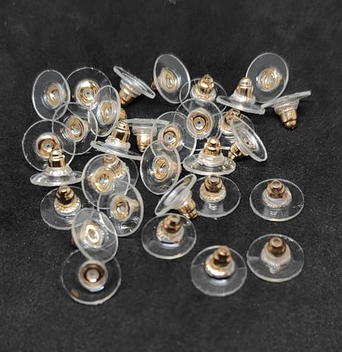 Image of KUMU Jewellery Tools (200 Pcs Approx) Findings Golden Bullet Clutch with Silicone Rubber Pad /Earring Stopper /Earring Nut /Earring Golden Back (Rose Gold 100 Pairs Approx)