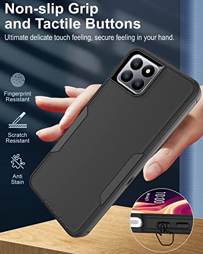 Dahkoiz For Boost Celero 5G Plus Case, With Dust-Proof Port Cover, Full Body Protection Rubber Cover Phone Case For Boost Mobile Celero 5G Plus 7-Inch, Black/Black #TOP4