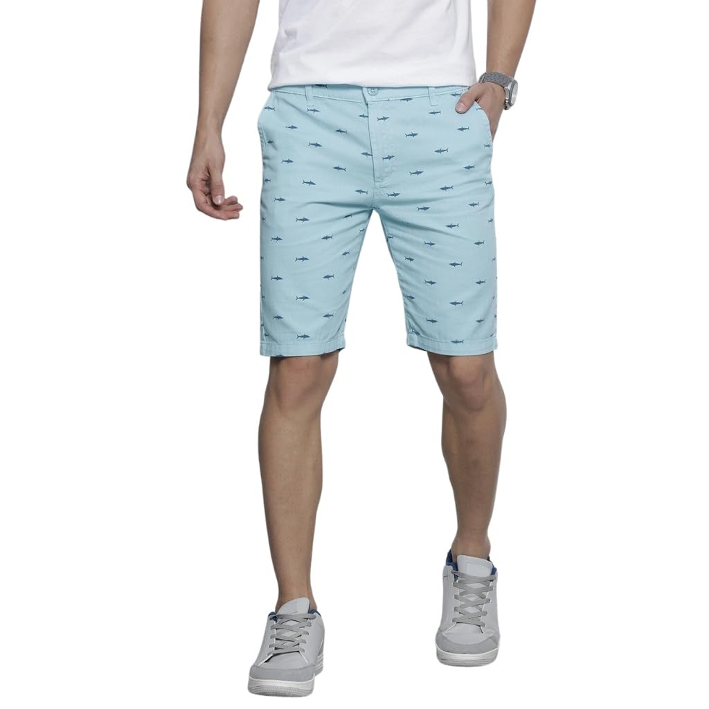 Men Slim Fit Printed Mid-Rise Shorts